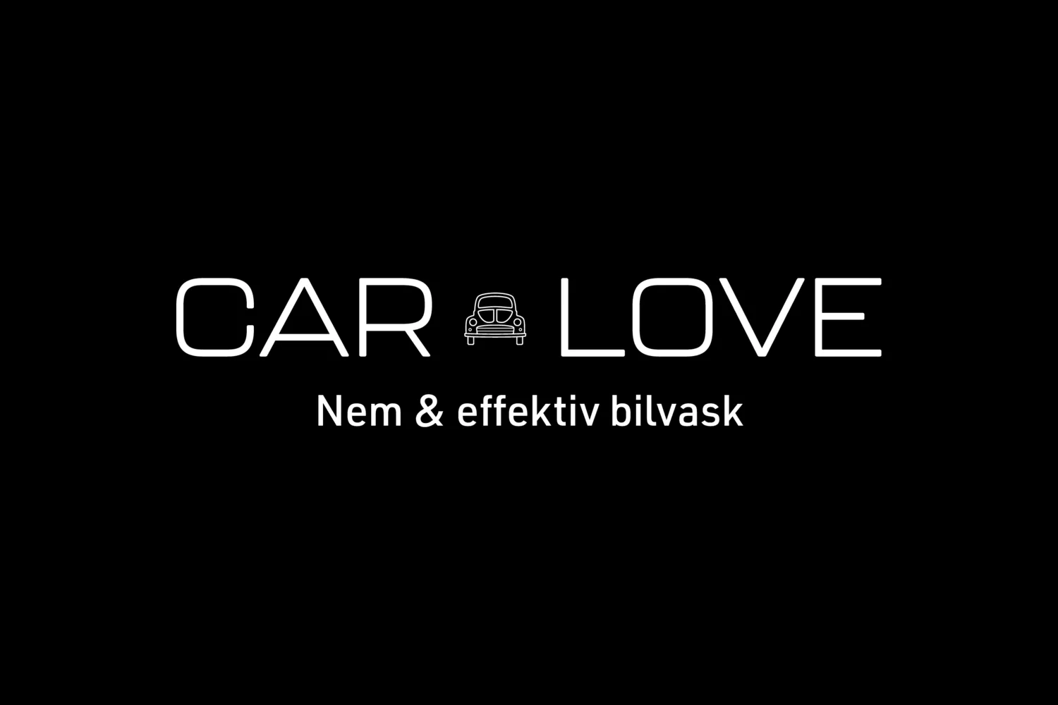 Car Love-logoet i hvidt på sort baggrund