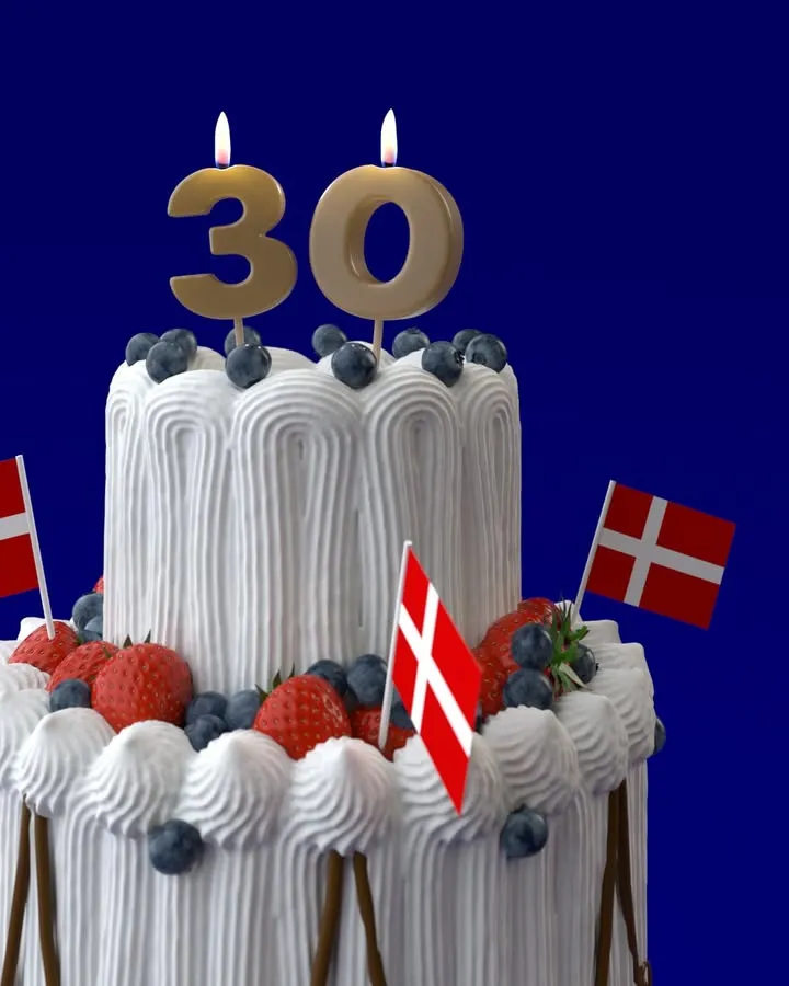 Vikinglotto – detalje med bær, flødeskum og flag